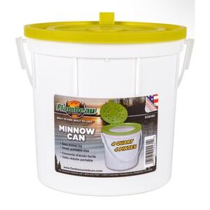 Flambeau Outdoors 4 Quart Minnow Can Bait Bucket White Green 6060BC USA Made
